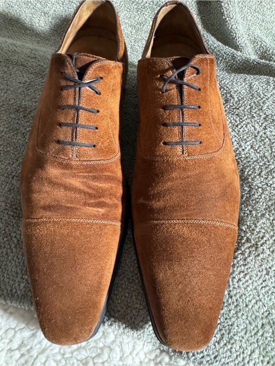 Magnanni Men\'s Suede Cap-Toe Oxfords - Cognac Brown main image 6
